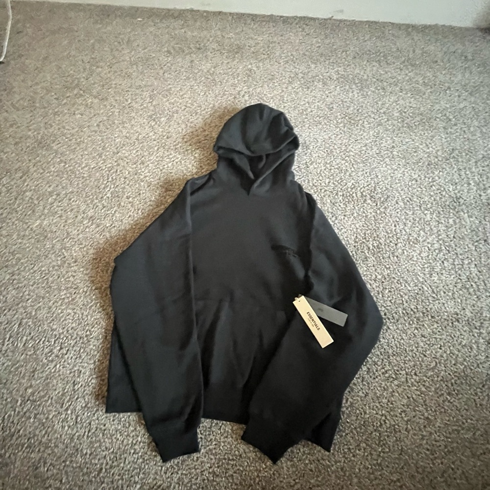 Essentials Black Hooded Lightweight Shirt Jacket